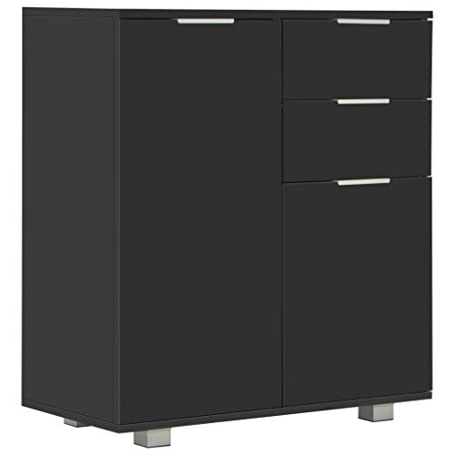 vidaXL Sideboard mit 2 Schubladen 2 Türen Kommode Anrichte Beistellschrank Schrank Standschrank Mehrzweckschrank Hochglanz Schwarz 71x35x80cm Holzwerkstoff von vidaXL