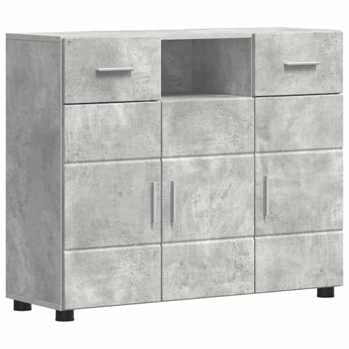 vidaXL Sideboard mit 2 Schubladen und 3 Türen in Betongrau aus technischem Holz Maße: 88,5 x 30,5 x 73 cm Großer Stauraum, modernes Design, geeignet für den Innenbereich von vidaXL