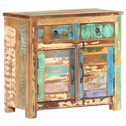 vidaXL Sideboard mit 2 Türen 2 Schubladen Komplett handgefertigt Kommode Anrichte Schrank Beistellschrank Mehrzweckschrank 70x35x65cm Recyceltes Massivholz von vidaXL