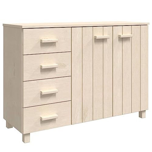 vidaXL Sideboard mit 2 Türen 4 Schubladen Kommode Anrichte Schrank Beistellschrank Mehrzweckschrank Standschrank Honigbraun 113x40x80cm Massivholz Kiefer von vidaXL