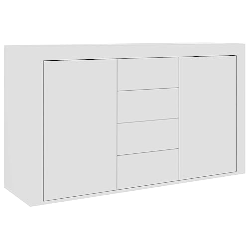 vidaXL Sideboard, Kommode mit viel Stauraum, Schrank mit 4 Schubladen 2 Türen, Mehrzweckschrank Anrichte für Wohnzimmer, Weiß 120×36×69cm Holzwerkstoff von vidaXL