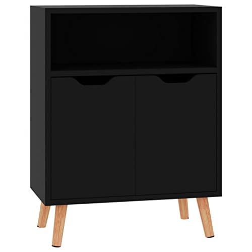 vidaXL Sideboard mit 3 Fächern Kommode Anrichte Schrank Beistellschrank Mehrzweckschrank Standschrank Wohnzimmer Hochglanz-Schwarz 60x30x72cm Holzwerkstoff von vidaXL