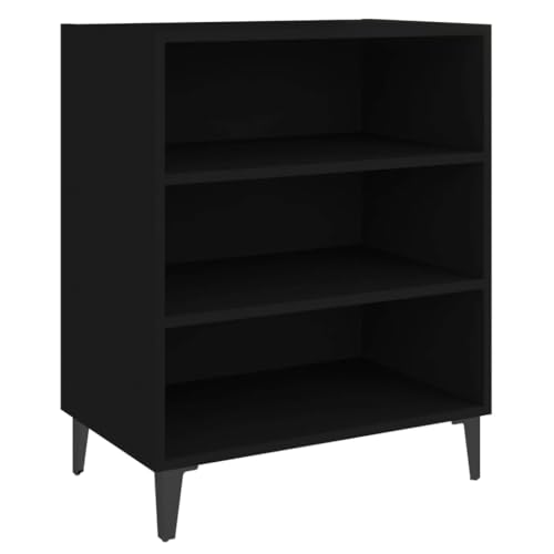 vidaXL Sideboard mit 3 Regalböden Bücherregal Standregal Beistellschrank Bücherschrank Regal Schrank Kommode Anrichte Schwarz 57x35x70cm Holzwerkstoff von vidaXL