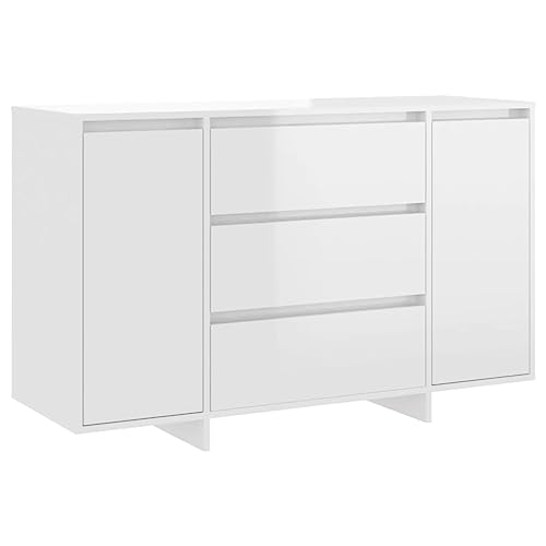 vidaXL Sideboard mit 3 Schubladen 2 Türen Kommode Anrichte Schrank Beistellschrank Mehrzweckschrank Standschrank Hochglanz-Weiß 120x41x75cm Holzwerkstoff von vidaXL