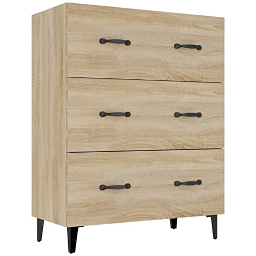 vidaXL Sideboard mit 3 Schubladen Kommode Anrichte Schrank Beistellschrank Mehrzweckschrank Schubladenschrank Sonoma-Eiche 69,5x34x90cm Holzwerkstoff von vidaXL