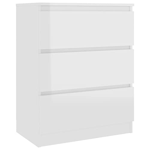 vidaXL Sideboard mit 3 Schubladen Kommode Anrichte Schrank Schubladenschrank Mehrzweckschrank Standschrank Hochglanz-Weiß 60x35x76cm Holzwerkstoff von vidaXL