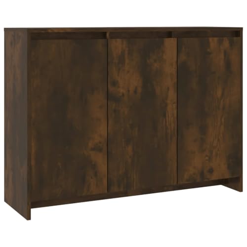 vidaXL Sideboard mit 3 Türen Kommode Anrichte Schrank Beistellschrank Mehrzweckschrank Standschrank Räuchereiche 102x33x75cm Holzwerkstoff von vidaXL