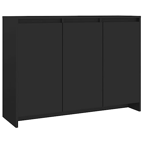 vidaXL Sideboard mit 3 Türen Kommode Anrichte Schrank Beistellschrank Mehrzweckschrank Standschrank Wohnzimmer Schwarz 102x33x75cm Holzwerkstoff von vidaXL