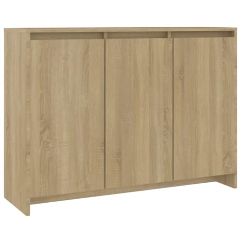 vidaXL Sideboard mit 3 Türen Kommode Anrichte Schrank Beistellschrank Mehrzweckschrank Standschrank Wohnzimmer Sonoma-Eiche 102x33x75cm Holzwerkstoff von vidaXL