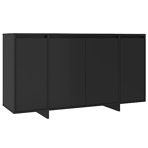 vidaXL Sideboard mit 4 Türen Kommode Anrichte Schrank Beistellschrank Mehrzweckschrank Standschrank Flur Schwarz 135x41x75cm Holzwerkstoff von vidaXL