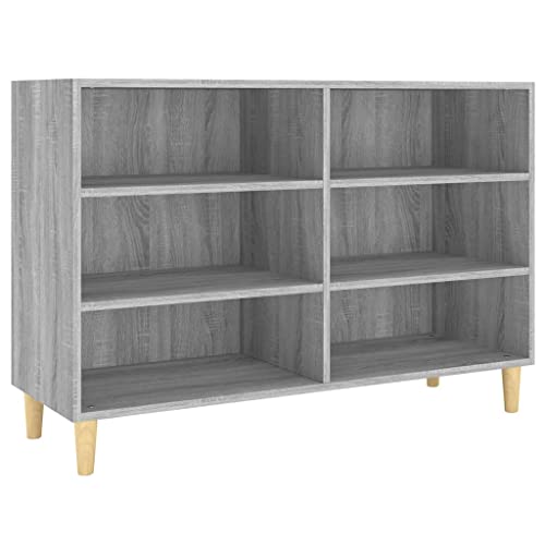 vidaXL Sideboard mit 6 Regalböden Bücherregal Kommode Anrichte Schrank Beistellschrank Standregal Regal Grau Sonoma 103,5x35x70cm Holzwerkstoff von vidaXL