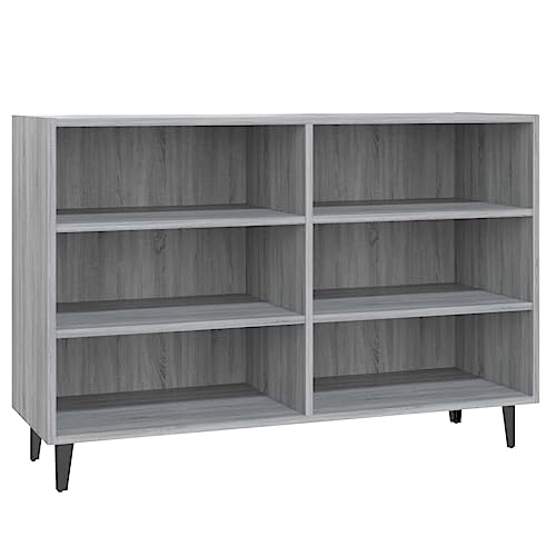 vidaXL Sideboard mit 6 Regalböden Bücherregal Kommode Anrichte Schrank Beistellschrank Standregal Regal Grau Sonoma 103,5x35x70cm Holzwerkstoff von vidaXL