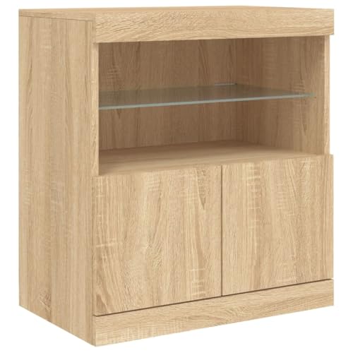 vidaXL Sideboard, Kommode mit viel Stauraum, Highboard Schrank mit LED-Leuchten, Anrichte Beistellschrank Standschrank, Modern, Sonoma-Eiche von vidaXL