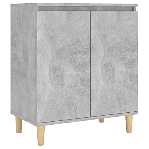 vidaXL Sideboard mit Massivholz-Beinen Kommode Anrichte Schrank Beistellschrank Mehrzweckschrank Standschrank Betongrau 60x35x70cm Holzwerkstoff von vidaXL