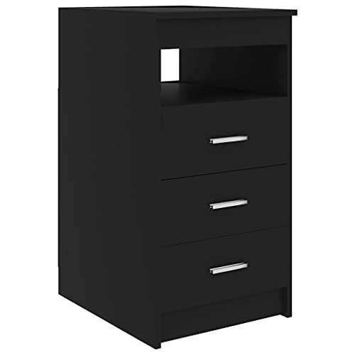 vidaXL Sideboard mit Schubladen Kommode Anrichte Schrank Mehrzweckschrank Beistellschrank Schubladenschrank Schwarz 40x50x76cm Holzwerkstoff von vidaXL