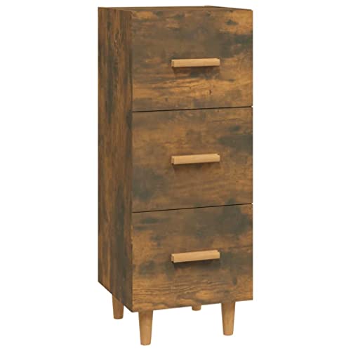 vidaXL Sideboard mit Schubladen Schrank Anrichte Beistellschrank Kommode Schubladenschrank Mehrzweckschrank Räuchereiche 34,5x34x90cm Holzwerkstoff von vidaXL