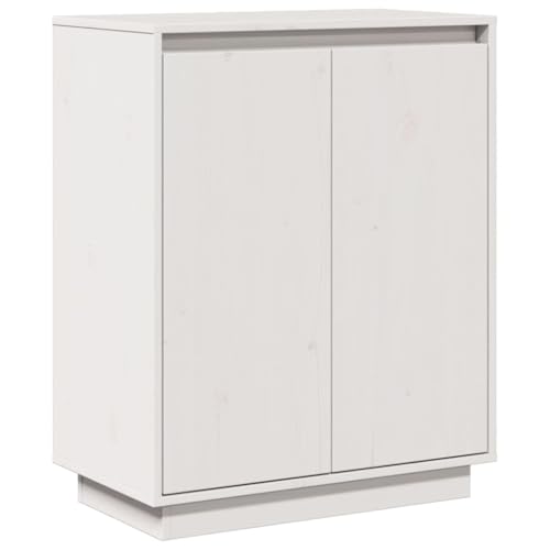vidaXL Sideboard mit Türen Kommode Anrichte Schrank Beistellschrank Mehrzweckschrank Standschrank Holzschrank Weiß 60x34x75cm Massivholz Kiefer von vidaXL