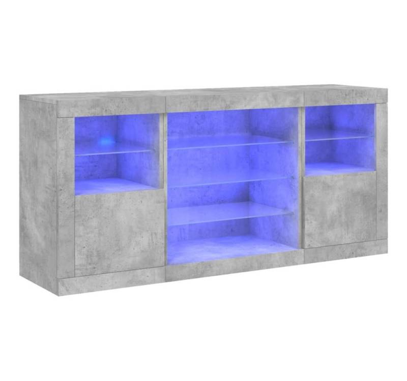 vidaXL Sideboard, Kommode mit LED-Leuchten Betongrau 142,5x37x67 cm von vidaXL