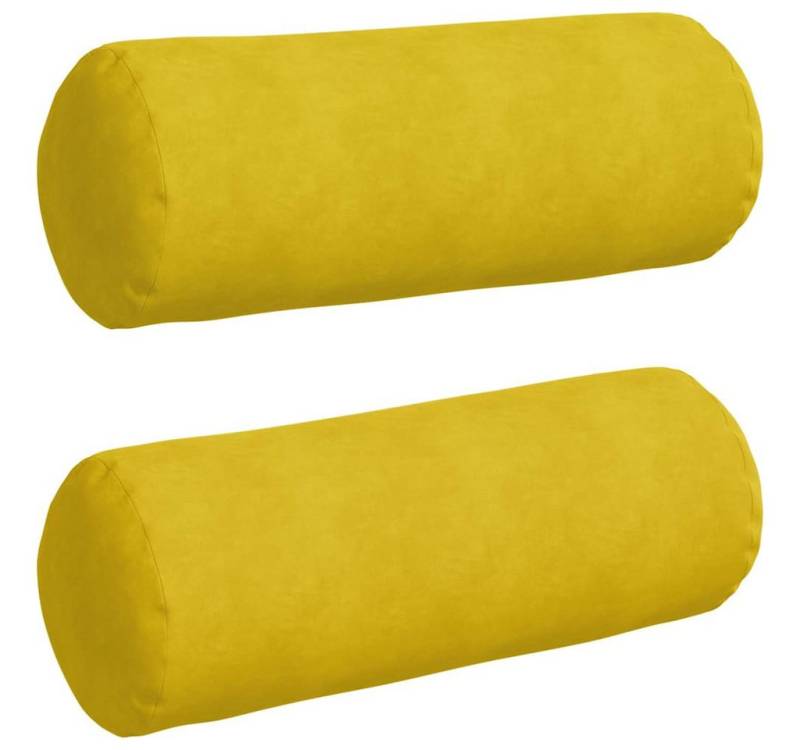 vidaXL Sitzauflage Bolsterkissen 2 Stück Gelb Ø 25 x 70 cm Cordstoff, (2 St) von vidaXL