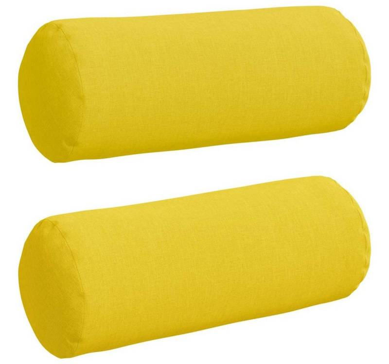 vidaXL Sitzauflage Bolsterkissen 2 pcs Helles Gelb Ø 15 x 40 cm Stoff, (2 St) von vidaXL