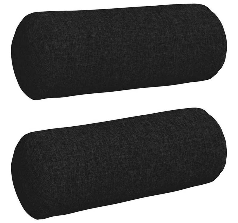vidaXL Sitzauflage Bolsterkissen 2 pcs Schwarz Ø 15 x 40 cm Stoff, (2 St) von vidaXL