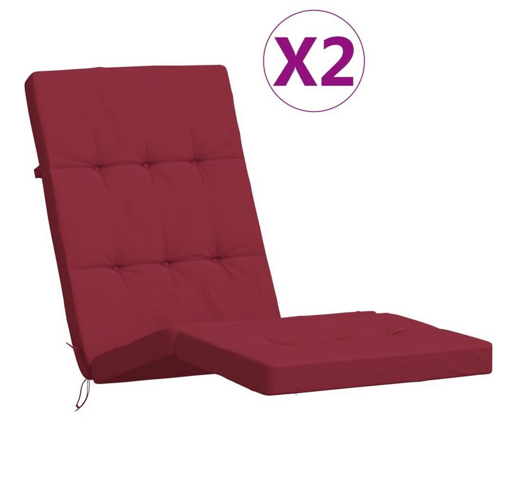vidaXL Sitzauflage Liegestuhl-Auflagen 2 Stk. Weinrot Oxford-Gewebe, (2 St) von vidaXL