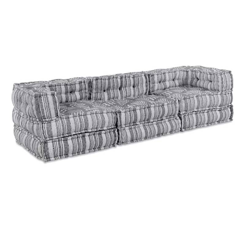 vidaXL Sitzauflage Modulares Sofa Gestreift 3 pcs Hellgrau 70 x 70 x 56 cm Stoff, (3 St) von vidaXL