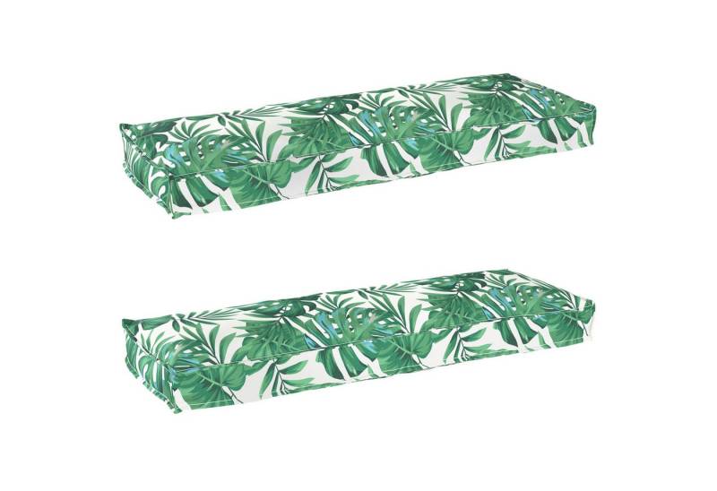 vidaXL Sitzauflage Pallet Kissen Set Floral 2 pcs Blattmuster 120 x 40 x 8 cm, (2 St) von vidaXL