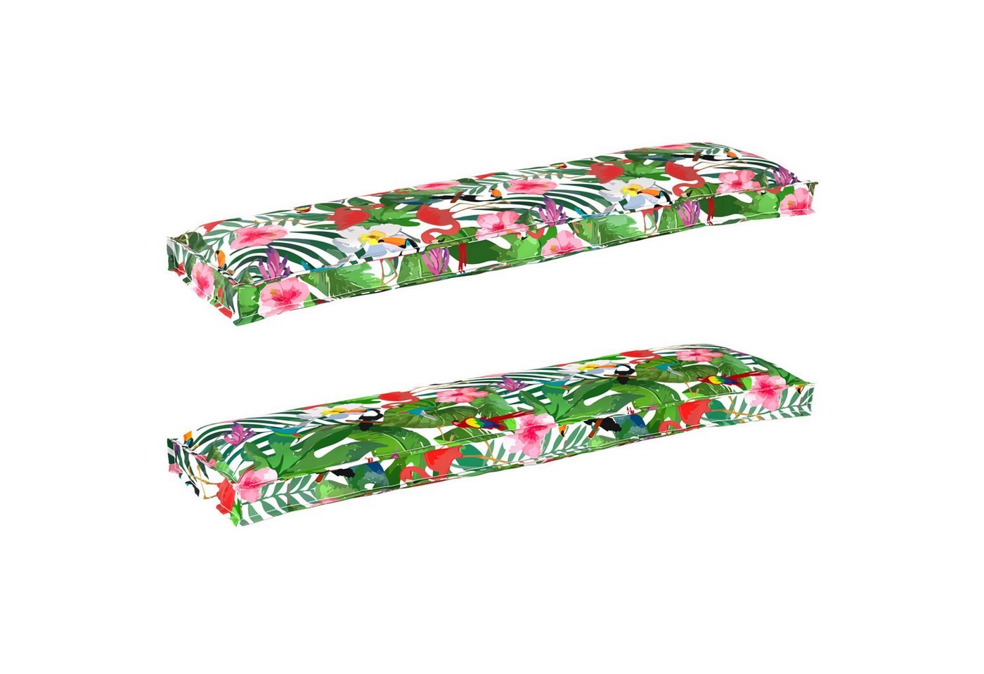vidaXL Sitzauflage Pallet Kissen Set 2 pcs Tropischer Dschungel 150 x 40 x 8 cm, (2 St) von vidaXL
