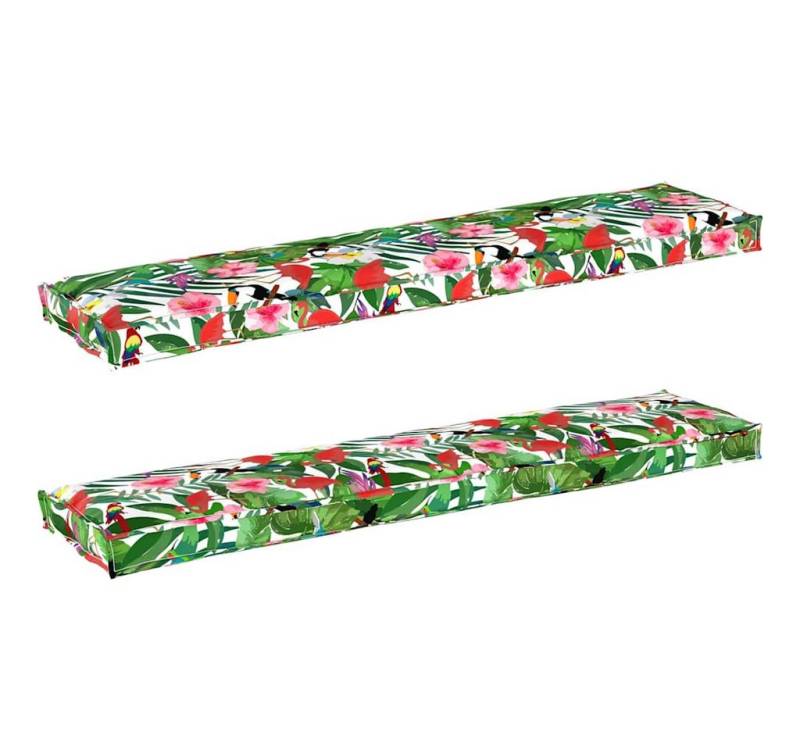 vidaXL Sitzauflage Pallet Kissen Set 2 pcs Tropischer Dschungel 180 x 40 x 8 cm, (2 St) von vidaXL