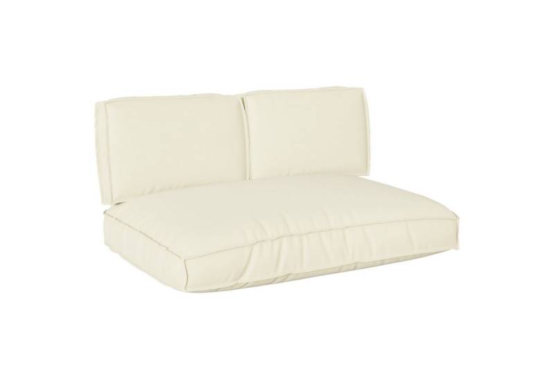 vidaXL Sitzauflage Pallet Kissen Set 3 pcs Creme 120 x 12 x 80 cm 60 x 40 x 12 cm, (3 St) von vidaXL