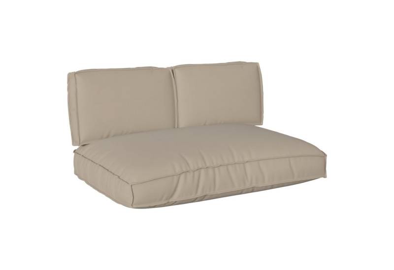 vidaXL Sitzauflage Pallet Kissen Set 3 pcs Taupe 120 x 12 x 80 cm 60 x 40 x 12 cm, (3 St) von vidaXL