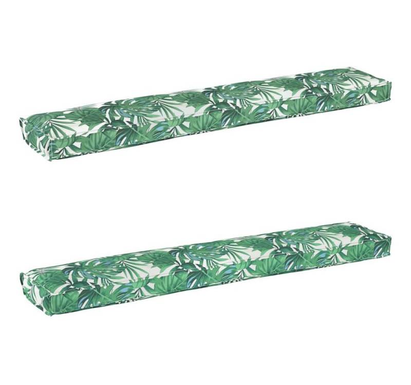 vidaXL Sitzauflage Pallet Kissen Set Floral 2 pcs Blattmuster 200 x 40 x 8 cm, (2 St) von vidaXL