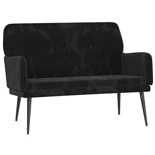 vidaXL Sitzbank, Bank Polsterbank mit Rückenlehne Armlehne, Sofa Flurbank für Wohnzimmer, Garderobenbank Metallgestell, Modern, Schwarz Samt von vidaXL