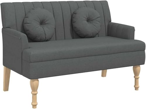 vidaXL Sitzbank, Bank Polsterbank mit Rückenlehne Kissen, Bettbank mit Holzbeinen, Flurbank Ottomane für Wohnzimmer Büro, Modern, Dunkelgrau Stoff vidaXL Sitzbank, Bank Polsterbank mit Rückenlehne Kissen, Bettbank mit Holzbeinen, Flurbank Ottomane für Wohnzimmer Büro, Modern, Dunkelgrau Stoff von vidaXL
