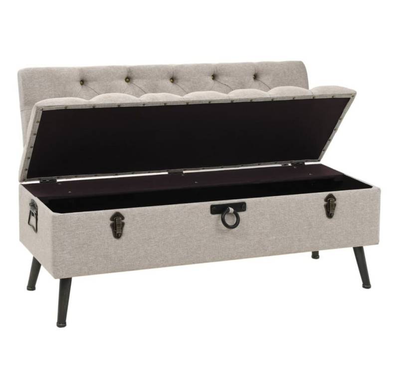 vidaXL Sitzbank, Bank mit Stauraum und Rückenlehne 110cm Creme Stoff von vidaXL