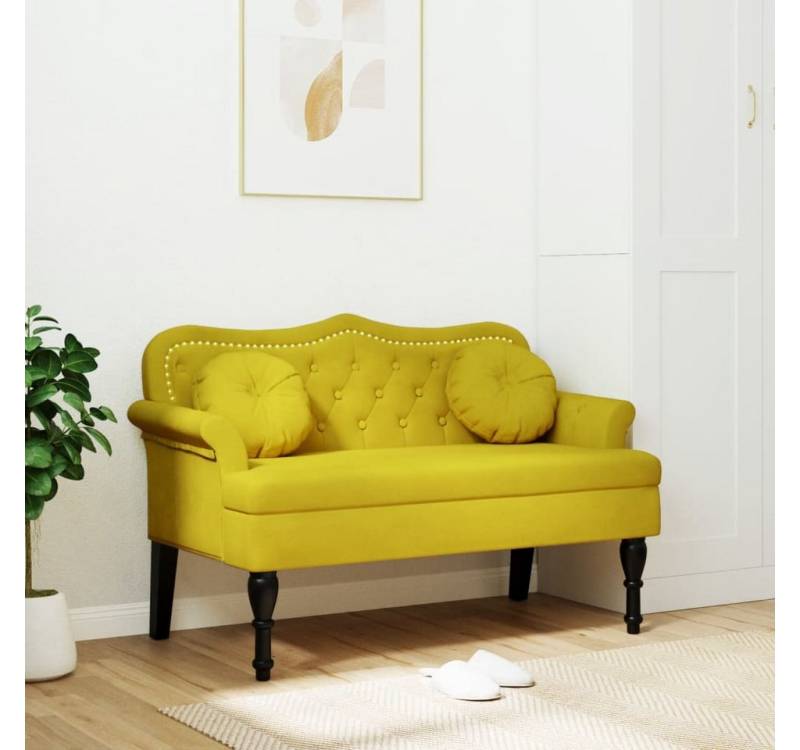 vidaXL Sitzbank, Sitzbank mit Kissen Gelb 120,5x65x75 cm Samt von vidaXL