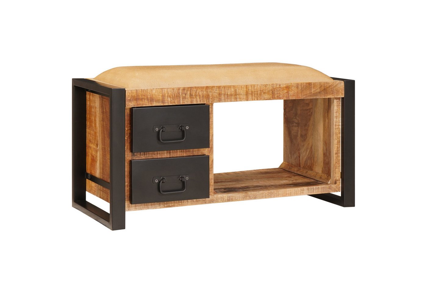 vidaXL Sitzbank Bank mit Stauraum & Canvas 80x35x40 cm Raues holz (1-St) von vidaXL