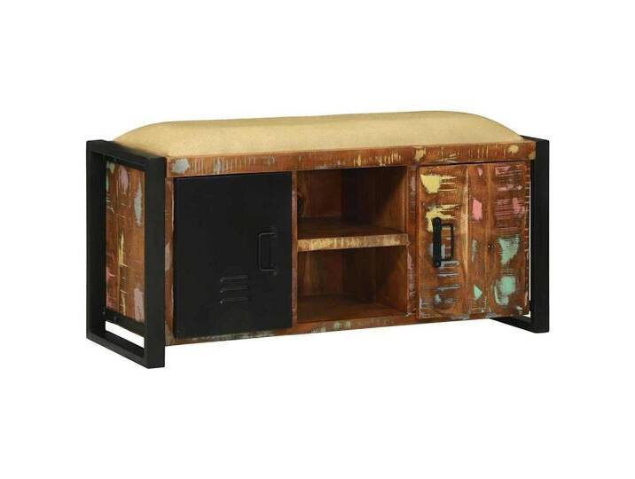 vidaXL Sitzbank Bankschrank Mehrfarbig 100 x 35 x 50 cm Massivholz Altholz (1-St), Solid Reclaim wood, Multicolour von vidaXL