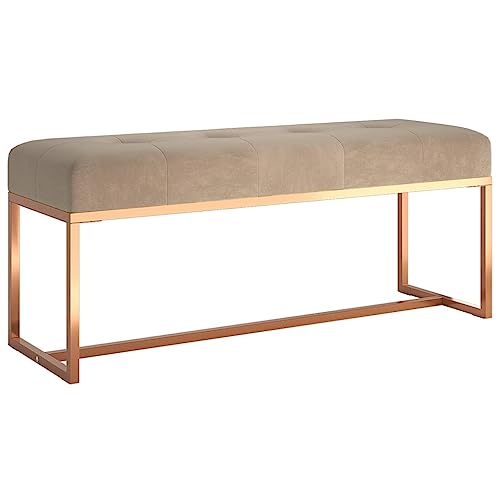 vidaXL Sitzbank Bettbank Polsterbank Flurbank Bank Betthocker Beistellbank Garderobenbank Wohnzimmer Schlafzimmer Beige 110x36x45cm Samt vidaXL Sitzbank Bettbank Polsterbank Flurbank Bank Betthocker Beistellbank Garderobenbank Wohnzimmer Schlafzimmer Beige 110x36x45cm Samt von vidaXL