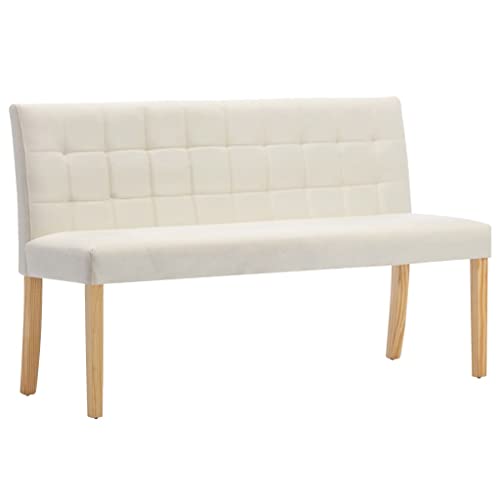 vidaXL Bank 140 cm Creme Samt Sitzbank mit Rückenlehne im Stepp-Design Polsterbank mit Samtbezug Flurbank Flurmöbel Sofa Couch Wohnzimmerbank von vidaXL