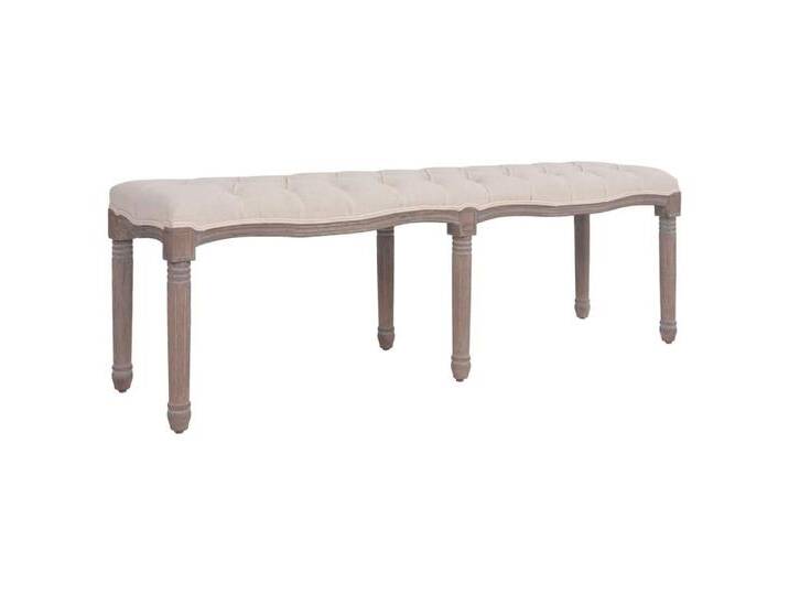 vidaXL Sitzbank Sitzbank Stoff Massivholz 150x40x48 cm Cremeweiß von vidaXL