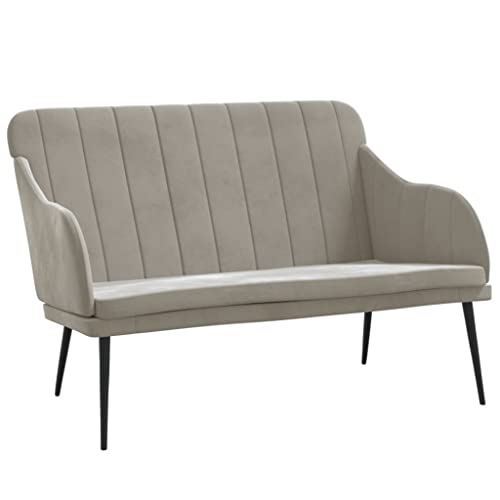 vidaXL Sitzbank mit Rückenlehne Polsterbank Flurbank Bank Wohnzimmer Sofa Polstersofa Esszimmerbank Garderobenbank Hellgrau 110x76x80cm Samt von vidaXL