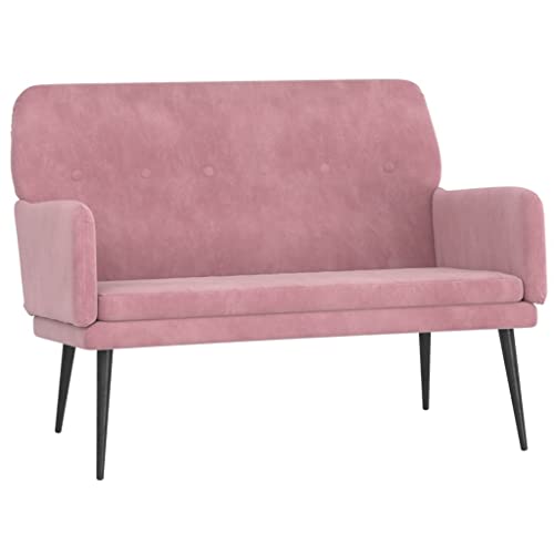 vidaXL Sitzbank mit Rückenlehne Polsterbank Flurbank Bank Wohnzimmer Sofa Polstersofa Esszimmerbank Garderobenbank Rosa 108x79x79cm Samt von vidaXL