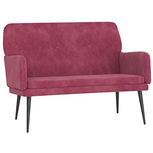 vidaXL Sitzbank mit Rückenlehne Polsterbank Flurbank Bank Wohnzimmer Sofa Polstersofa Esszimmerbank Garderobenbank Weinrot 108x79x79cm Samt von vidaXL