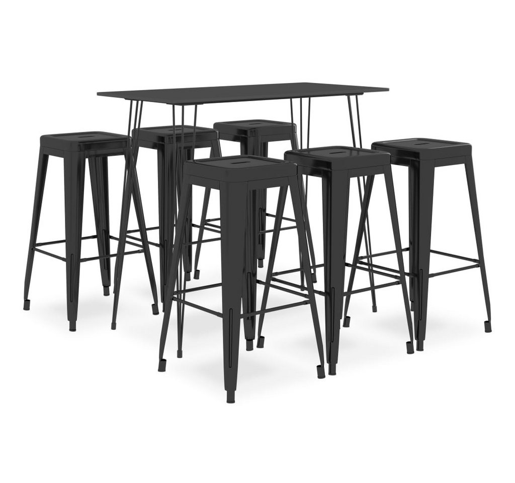 vidaXL Sitzgruppe 7-tlg Bar-Set Schwarz Barset Esstisch Hochtisch Hocker Hochstühle vidaXL Sitzgruppe 7-tlg Bar-Set Schwarz Barset Esstisch Hochtisch Hocker Hochstühle von vidaXL