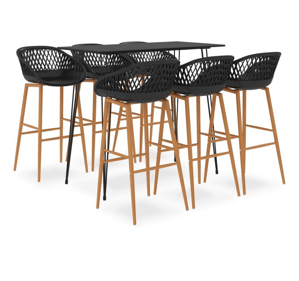 vidaXL Sitzgruppe 7-tlg Bar-Set Schwarz Barset Esstisch Hochtisch Hocker Hochstühle vidaXL Sitzgruppe 7-tlg Bar-Set Schwarz Barset Esstisch Hochtisch Hocker Hochstühle von vidaXL