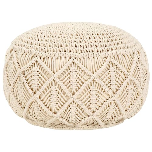 vidaXL Sitzpuff Makramee Handgefertigt Pouf Sitzpouf Puff Sitzkissen Sitzhocker Fußhocker Hocker Fußbank Ottoman Polsterhocker Fußbank Fußschemel Handgefertigt 45x30cm Baumwolle von vidaXL