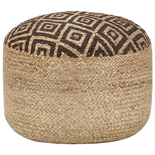vidaXL Sitzpuff Pouf Puff Sitzpouf Sitzkissen Sitzhocker Fußhocker Hocker Fußbank Ottoman Fußbank Fußschemel Handgefertigt Schwarz 45x30cm Jute von vidaXL