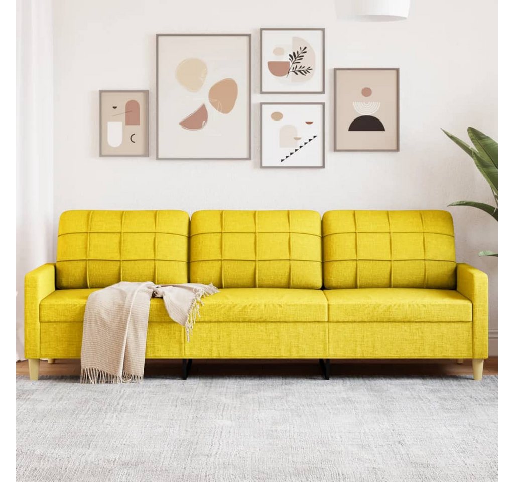 vidaXL Sofa, 3-Sitzer-Sofa Hellgelb 210 cm Stoff von vidaXL